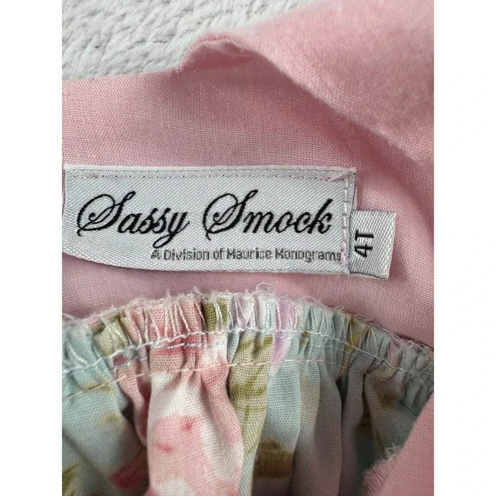 Boutique Sassy Smock pink ruffle floral‎ sleeveless girls dress SIZE 4T